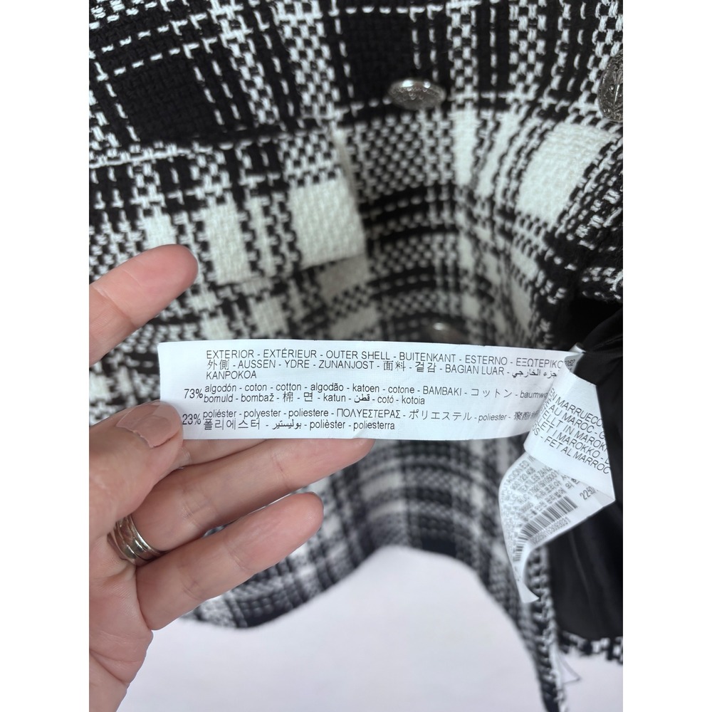 ZARA PLAID TWEED BLAZER, SIZE M, Double Breasted Longline Textured Office - Picture 4 of 8